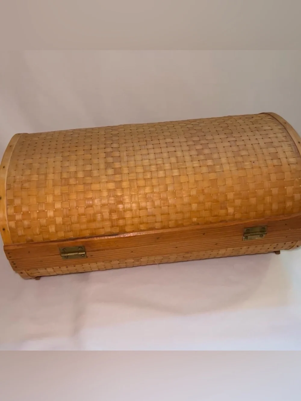 Cottagecore Vintage Bamboo And Rattan Woven Storage Chest Trunk